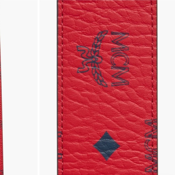 NWT MCM Claus Reversible Leather Belt Red Matte Black - Picture 4 of 9